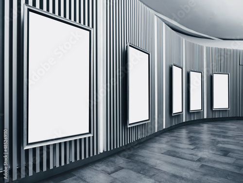 Mock up Posters frame on wall Media Indoor building Blank frame