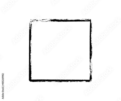 Ink square frame. Grunge empty black box. Rectangle border. Rubber stamp imprint. Vector illustration isolated on white background.