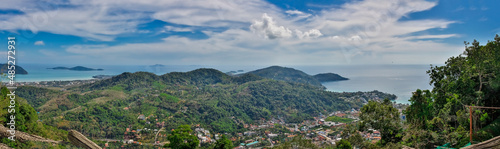 panorama view of Phuket Beach at Chalong, Kata, Karon and Patong Phuket Thailand