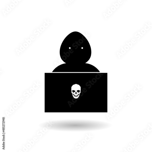 Computer hacker icon with shadow