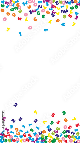 Falling colorful numbers. Math study concept with flying digits. Extra back to school mathematics banner on white background. Falling numbers vector illustration.