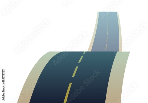 Good asphalt road. Quality modern empty highway. Suburban intercity pathway. Isolated on white background. Vector