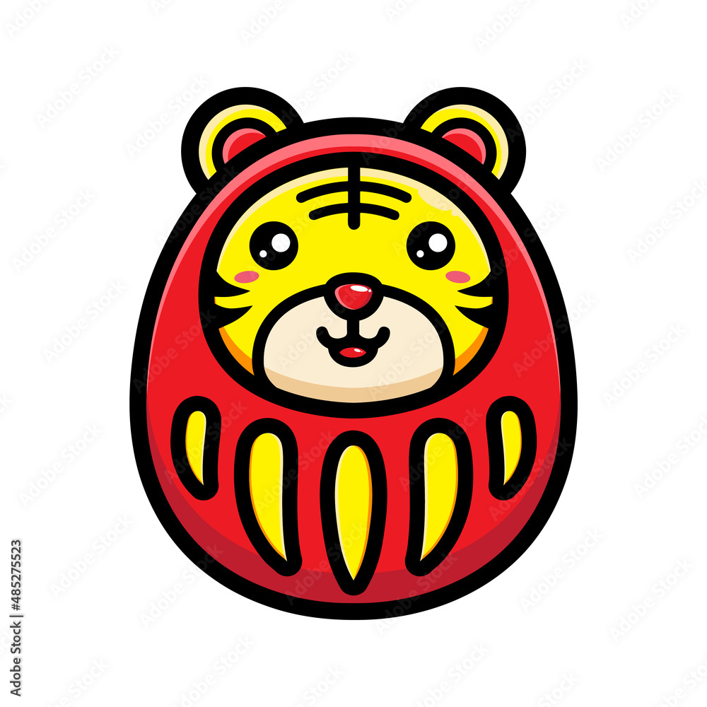 cute tiger mascot character celebrating new year cute tiger mascot character celebrating new year