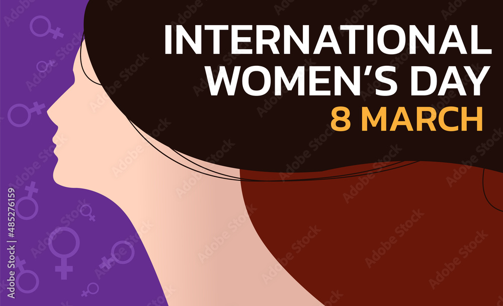 International Women's Day. Vector illustration of five happy smiling diverse women standing together.