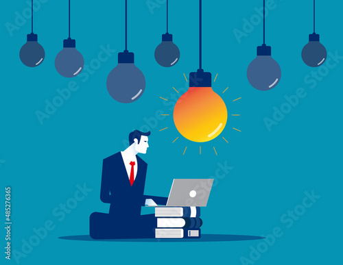 Person working and finding idea. Develop project plan and strategy