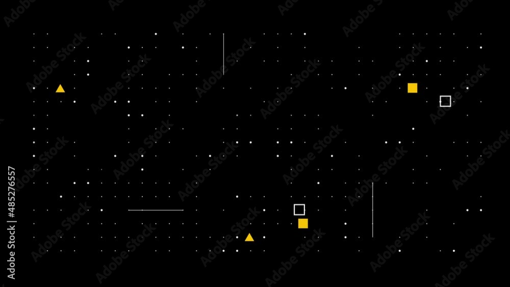 Abstract technologic background with stripes and particles. Animation of seamless loop. 