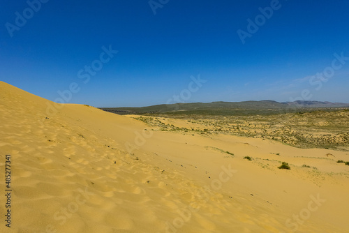 Sand dunes of the Sarykum dune. A natural monument. Dagestan. Russia.