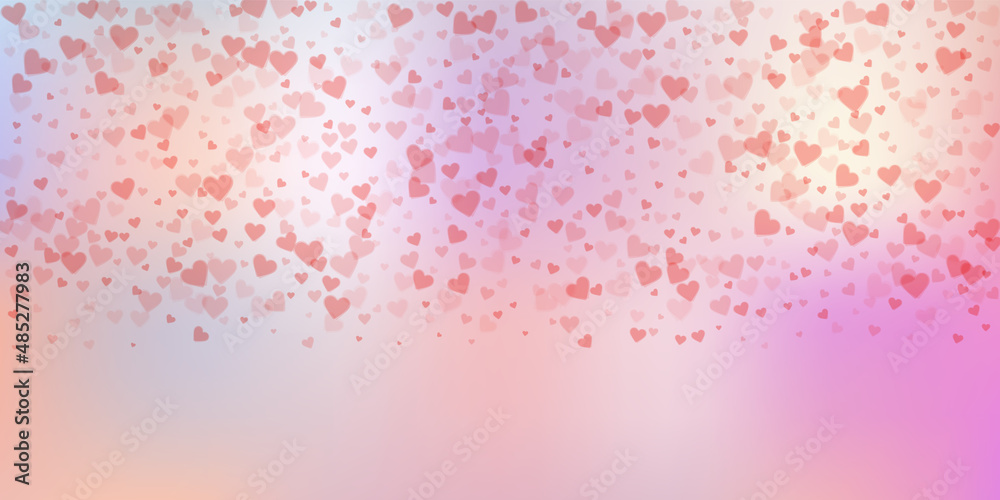 Obraz premium Red heart love confettis. Valentine's day gradient