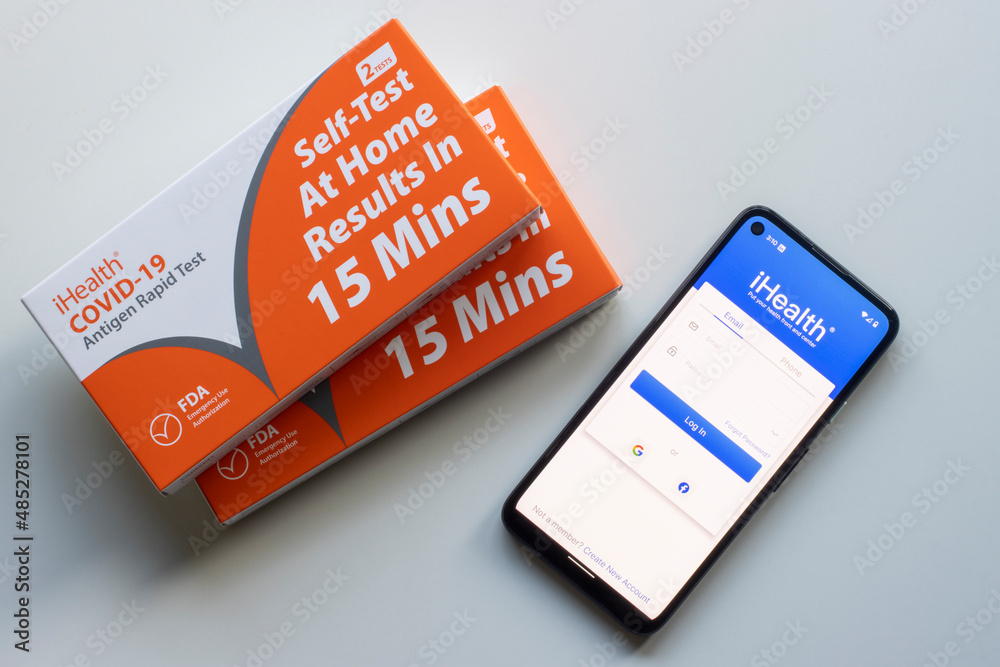 Portland, OR, USA Feb 5, 2022 iHealth COVID19 Antigen rapid test