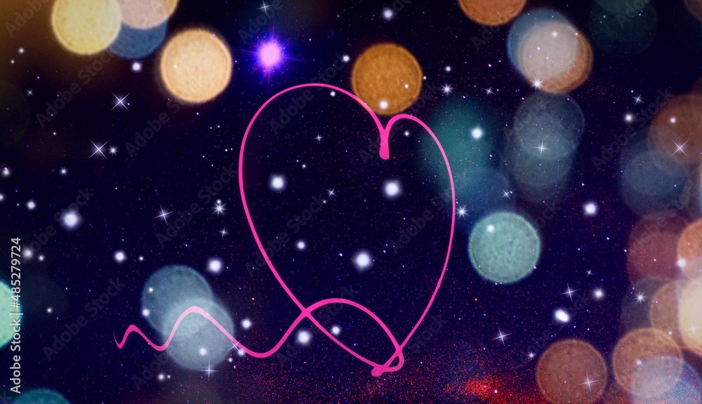 Heart with bokeh effect. Love message for valentines day.
