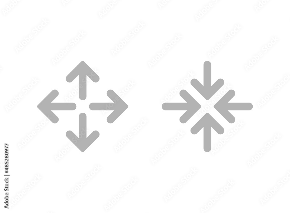 Expand Arrows icons set. Outward Directions icon. Merge, cross arrows icon. Expand Arrows icons set. Outward Directions icon. Merge, cross arrows icon.