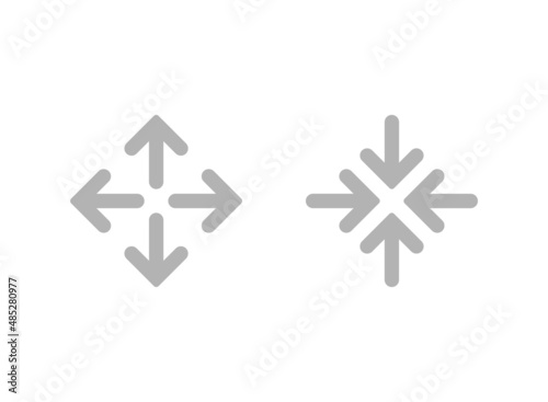 Expand Arrows icons set. Outward Directions icon. Merge, cross arrows icon.