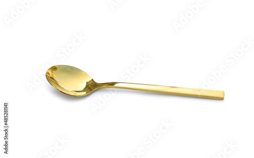 Gold spoon isolated on white background. Image with Clipping path.