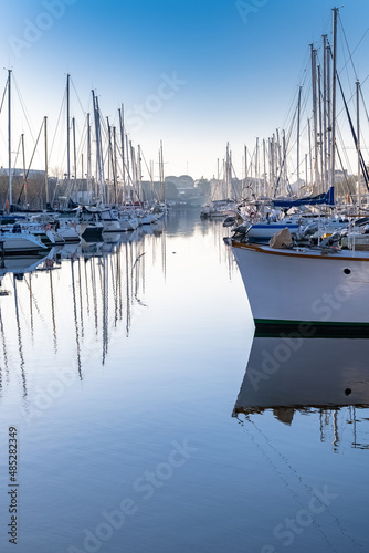 Vannes in Brittany, boats in the harbor in winter 
