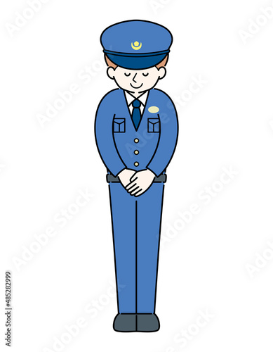 お辞儀する警察　男性