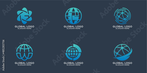 Set of abstract global logo design