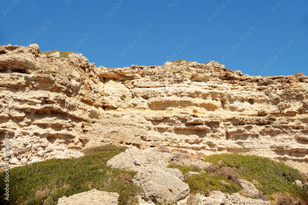 Fototapeta premium Rocky cliff in Greece Rhodes