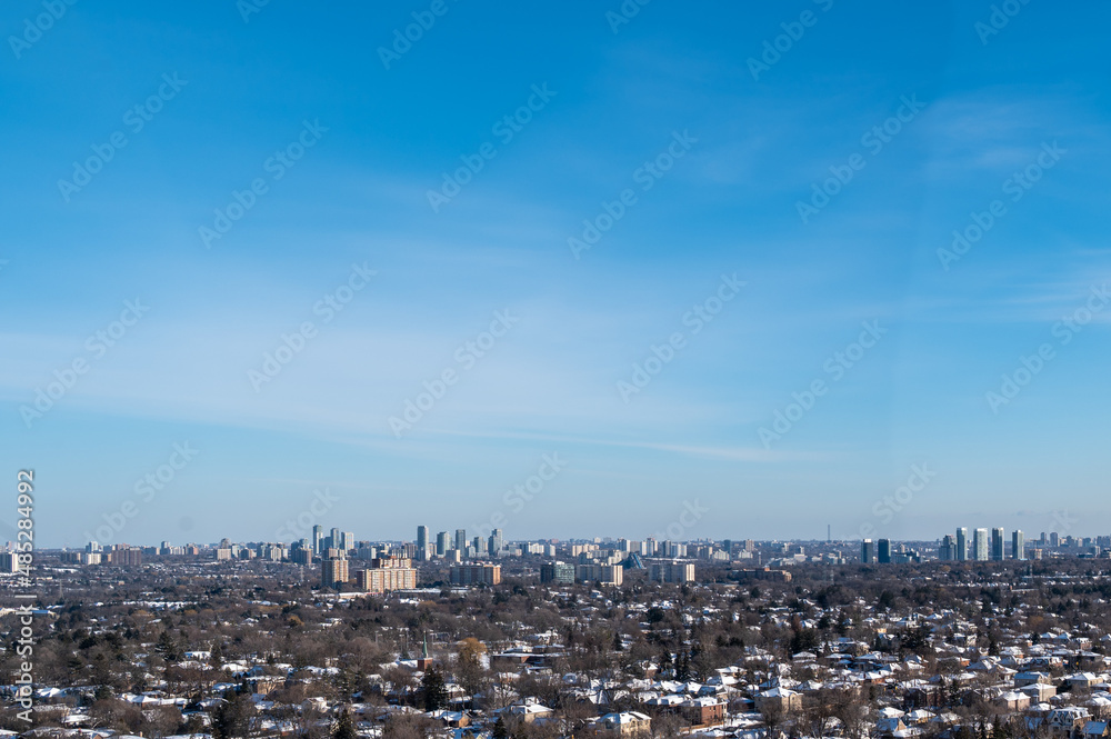 Toronto skyline views from Finch ave east and don mills