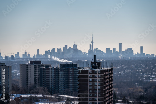 Cn tower sky line views from finch ave east and don mills rd 