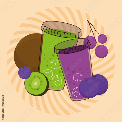 smoothies cups fresh fruits
