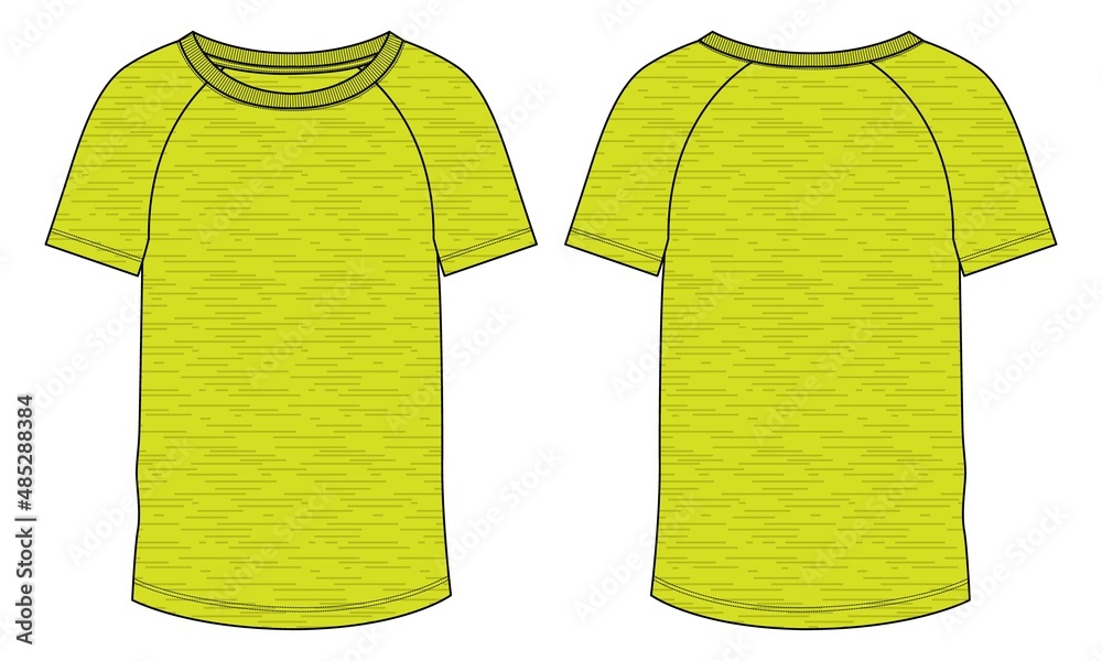 Short Sleeve Reglan T shirt Technical fashion flat sketch Vector ...