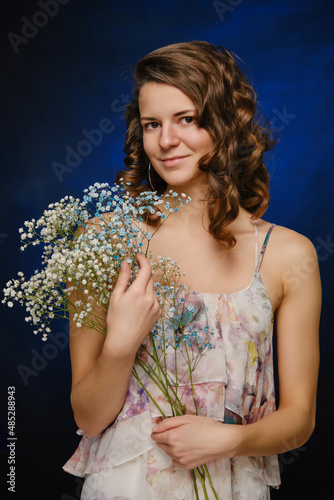 girl with flowers photo