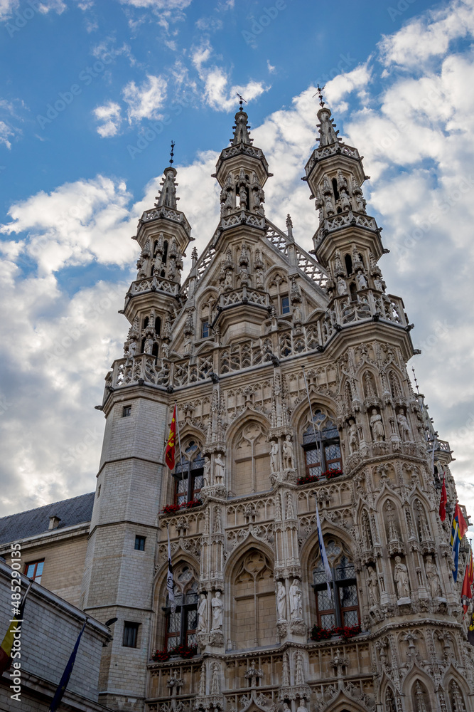 City street view with amazing sky, Leuven, Belgium