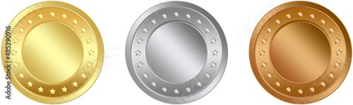 Gold Medaille, Silber Medaille und Bronze Medaille Vektor Set auf einem weißen isolierten Hintergrund.