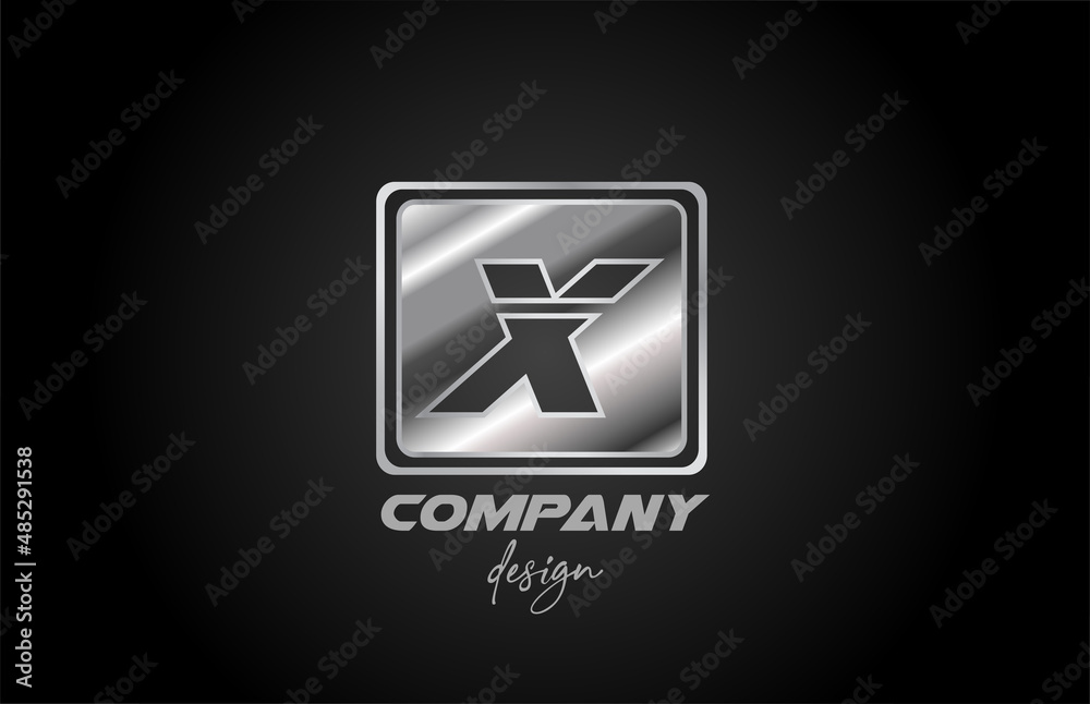 silver metal X alphabet letter logo icon with square design. Creative template for business and company silver metal X alphabet letter logo icon with square design. Creative template for business and company