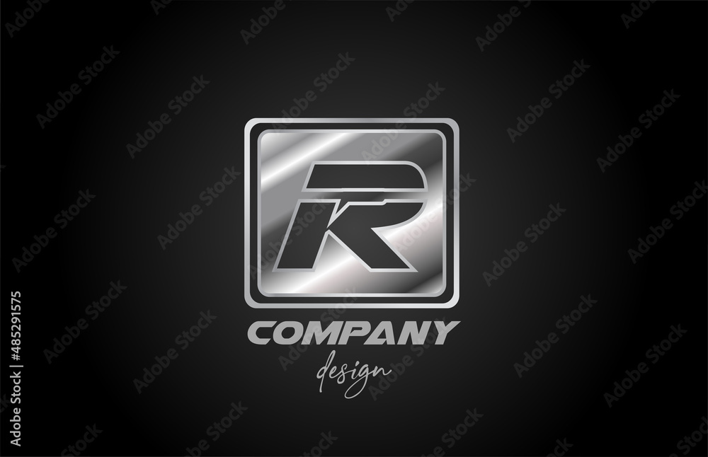 silver metal R alphabet letter logo icon with square design. Creative template for business and company silver metal R alphabet letter logo icon with square design. Creative template for business and company