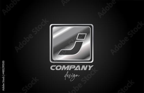 silver metal J alphabet letter logo icon with square design. Creative template for business and company