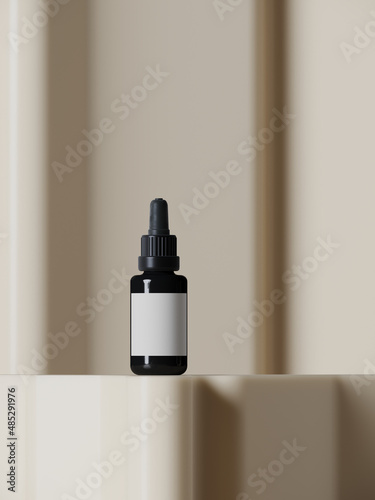Minimal abstract mockup background for product presentation. Geometric podium on beige background. 3d render illustration. Clipping path of each element included.
