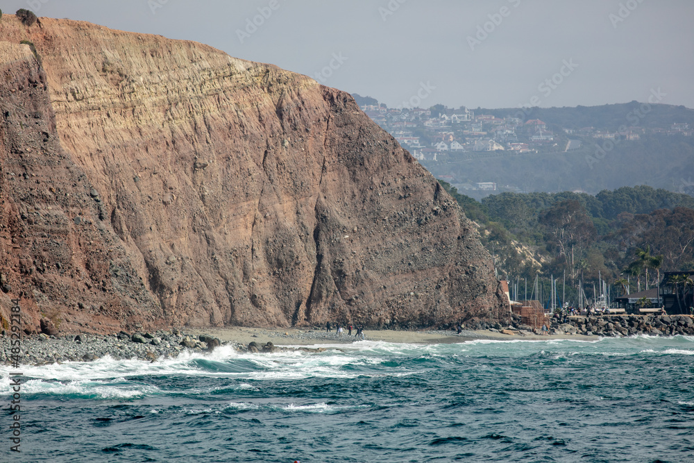 The Dana Point, California,  Headlands as Seen from the Ocean with the Dana Point Cliff in the Right Frame Background
