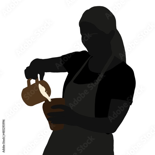 Silhouette barista on white background 