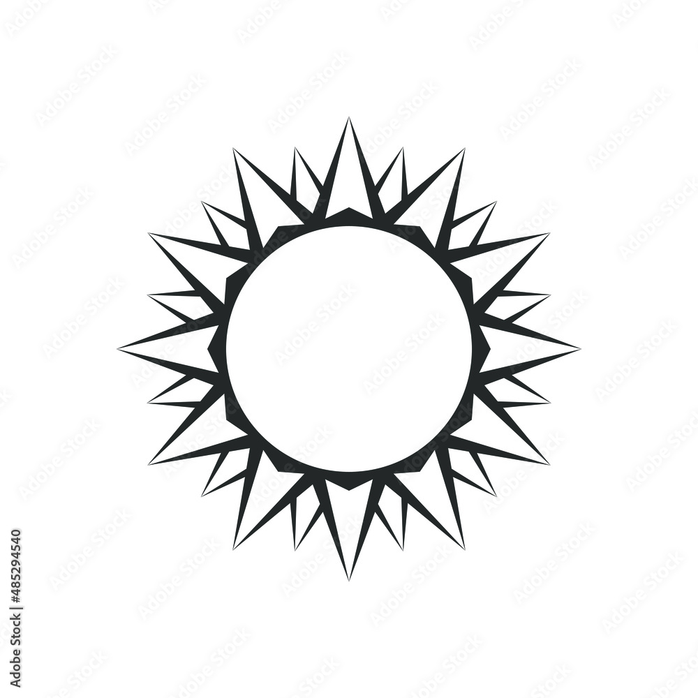 Sun graphic icon. Sun sign isolated on white background. Symbol of summer. Vector illustration