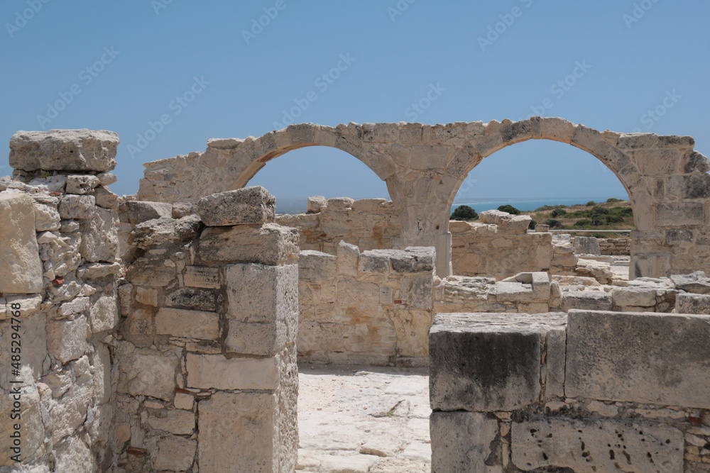 arches in front of the sea in archaeological site of Kourion