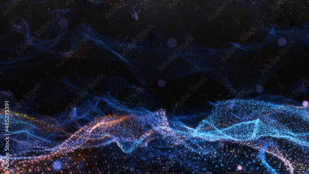 Abstract particle waves with depth of field effect