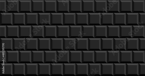 Subway tile background. Black brick wall pattern for kitchen and bathroom. Vector illustration.