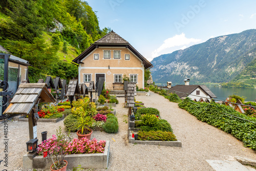 Hallstatt Cemetery, Hallstatt is a historical village located in Austrian Alps at the Hallstatter lake.