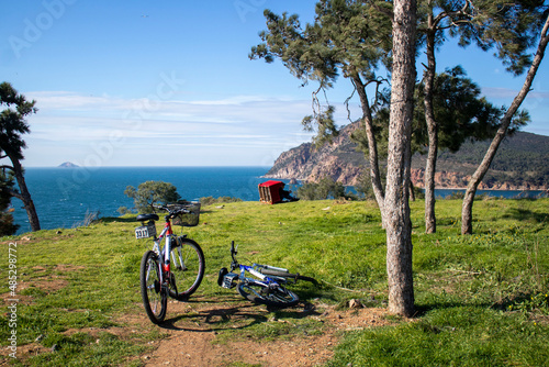 vacation on the mountain with a view of the sea and the island