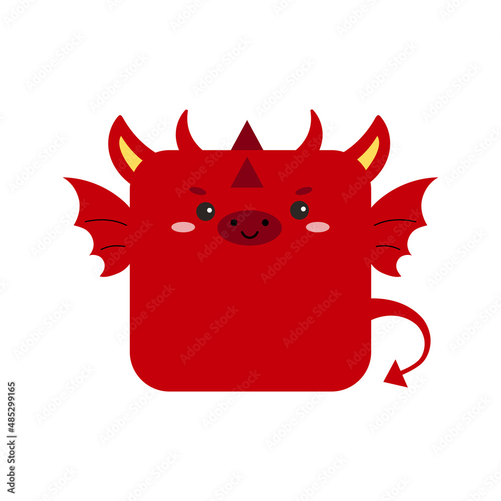 Square red dragon chinese zodiac animal face icon isolated on white background. Cute cartoon square shape kawaii avatar for kids character. Vector flat clip art illustration mobile ui game application Square red dragon chinese zodiac animal face icon isolated on white background. Cute cartoon square shape kawaii avatar for kids character. Vector flat clip art illustration mobile ui game application