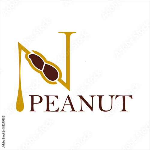 Food Business Monogram Logo with Peanut vector in N letter