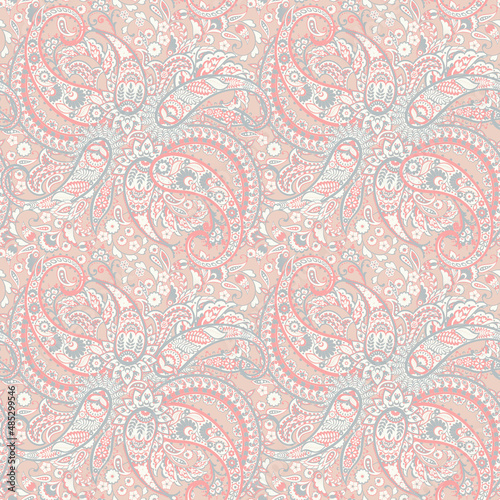 Paisley Floral oriental ethnic Pattern. Seamless Vector Ornament. Ornamental motifs of the Indian fabric patterns.