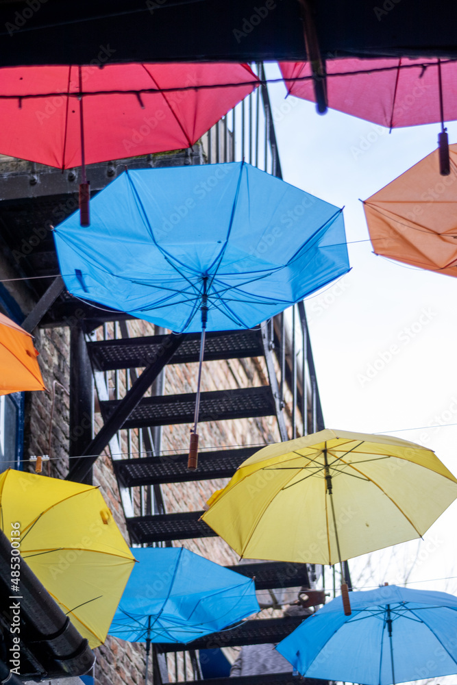 umbrellas decorating a street
