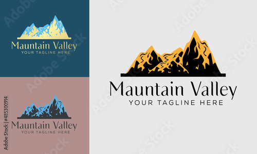 Hand Drawn Mountain Isolated. Vector Illustration Ski Resort Logo. Drawing Camping Element Winter Landscape