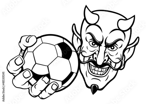 Devil Soccer Football Ball Sports Mascot Cartoon