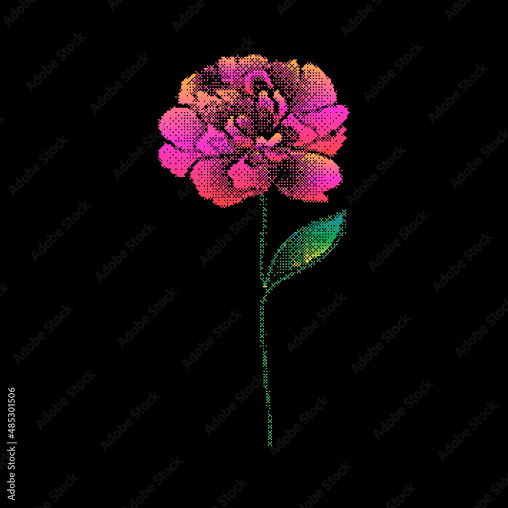 Peony flower with bitmap effect Stock Vector Adobe Stock