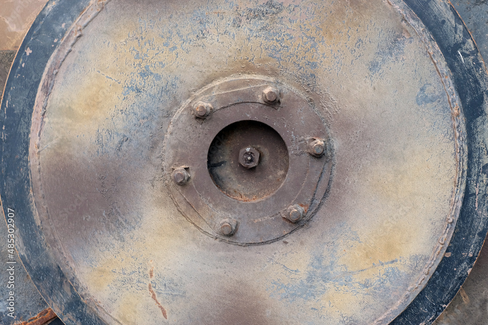 Abstract metal texture of old wheel