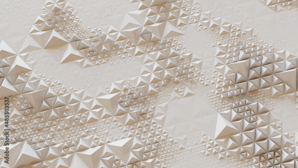 © RocknRoller Studios - Light High Tech Surface with Tetrahedrons. White, Polygonal 3d Banner.