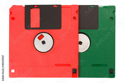 Vintage floppy disks isolated on white background
